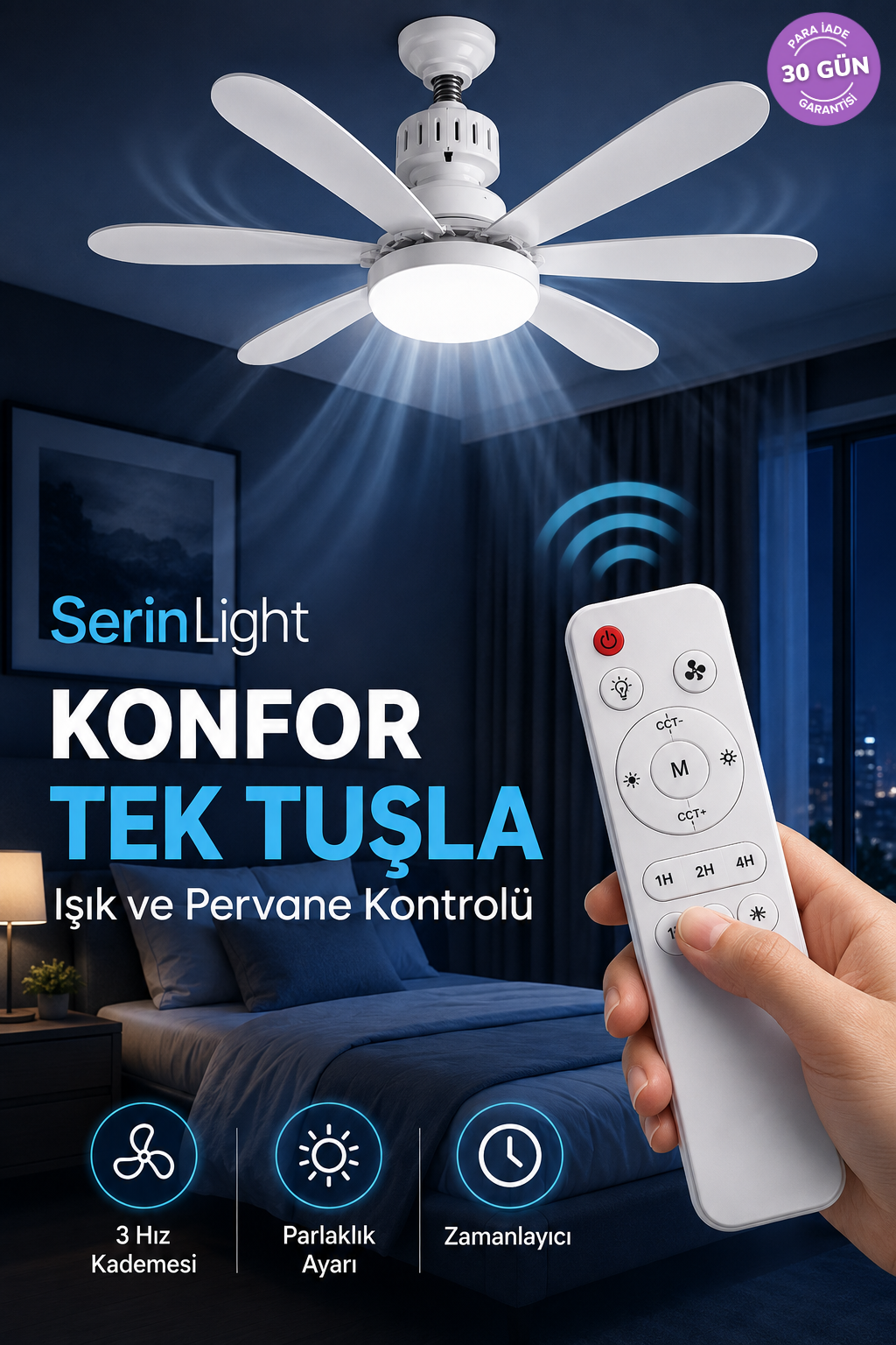 Kumandalı Fanlı LED Vantilatör