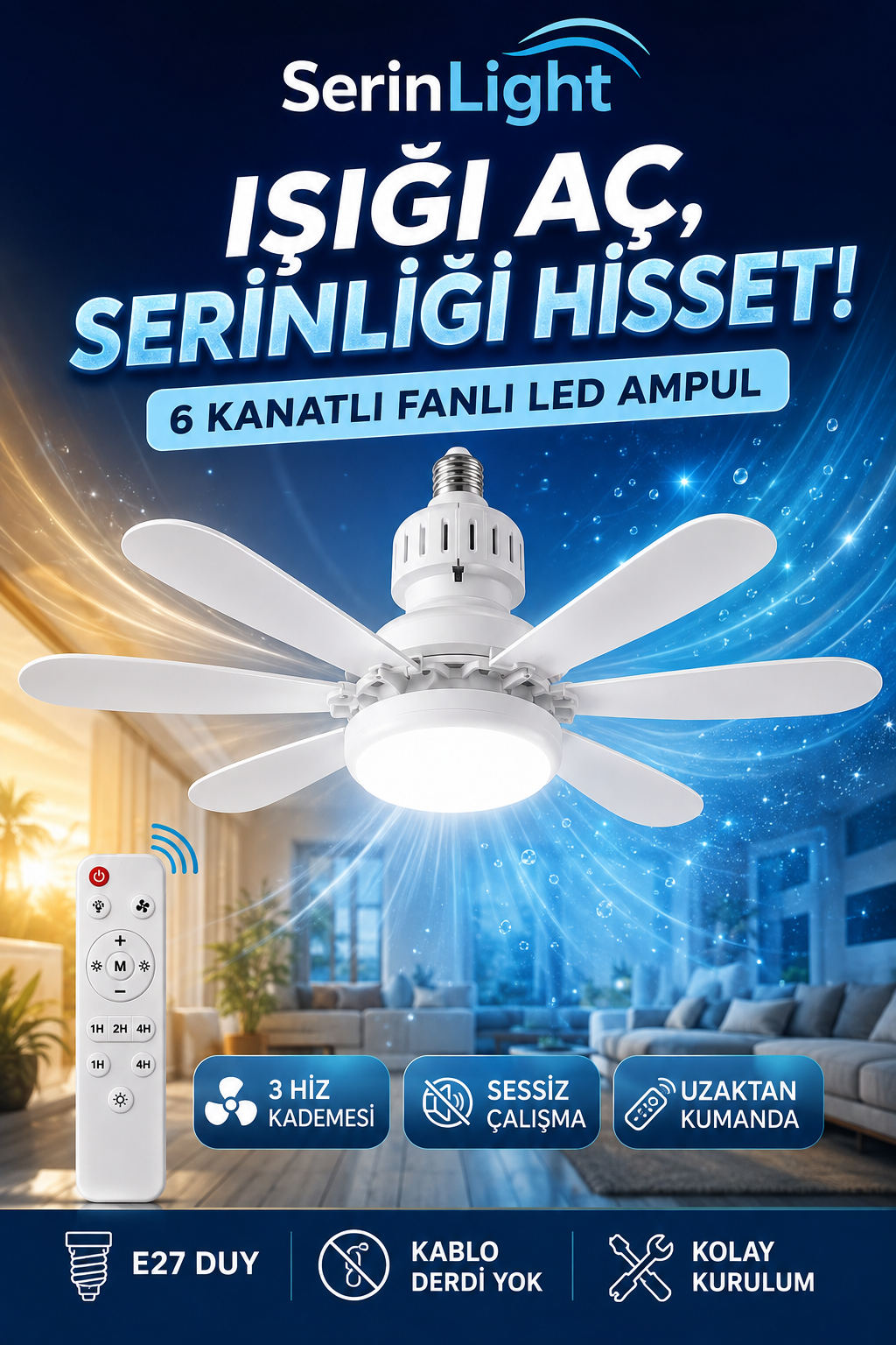 Kumandalı Fanlı LED Vantilatör